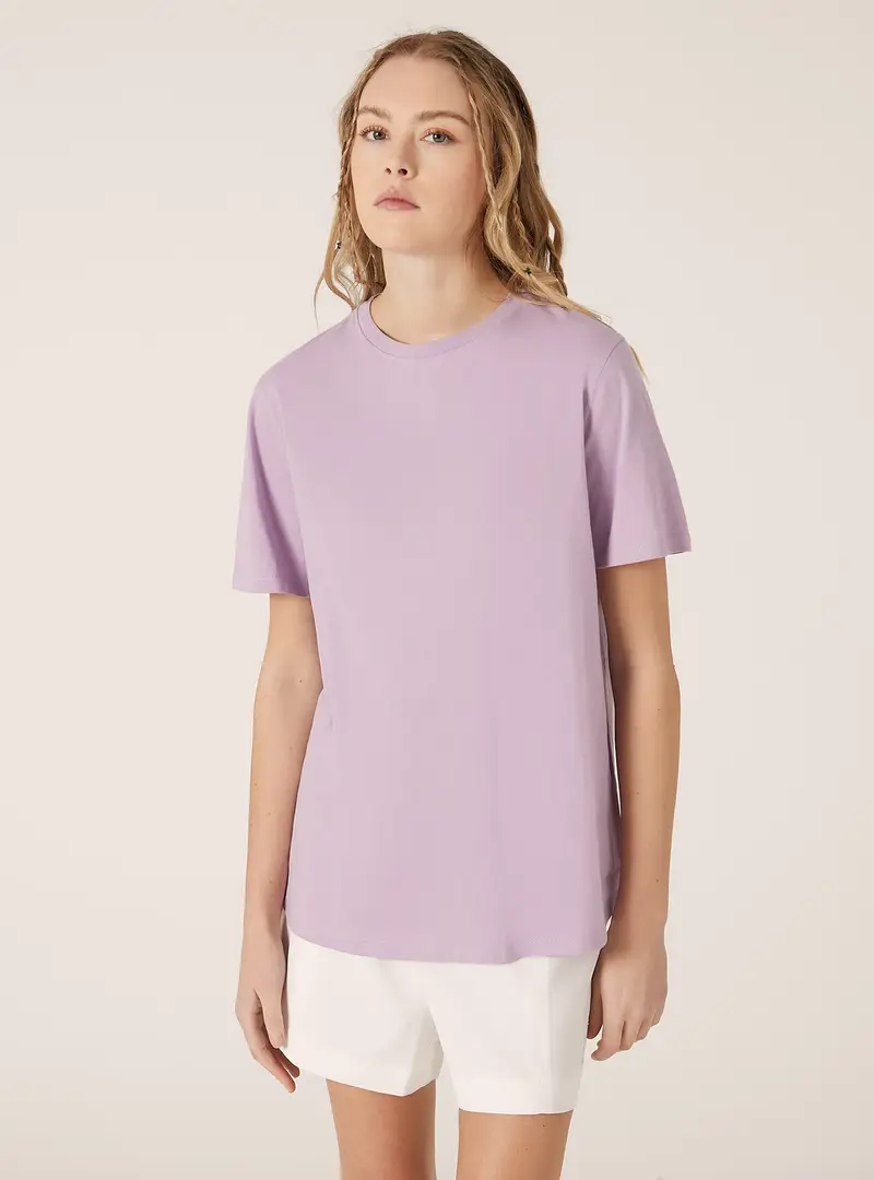 Maglietta girocollo in cotone LC2 VIOLET