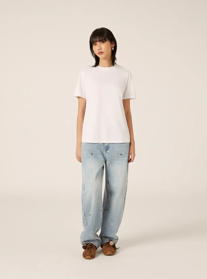 Maglietta girocollo in cotone WH3 WHITE