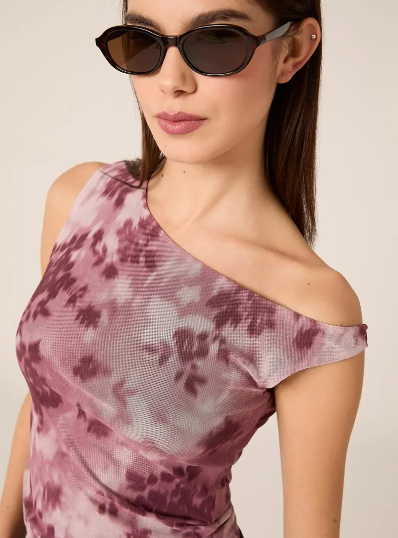 Maglietta in tulle asimmetrica PK1 PINK