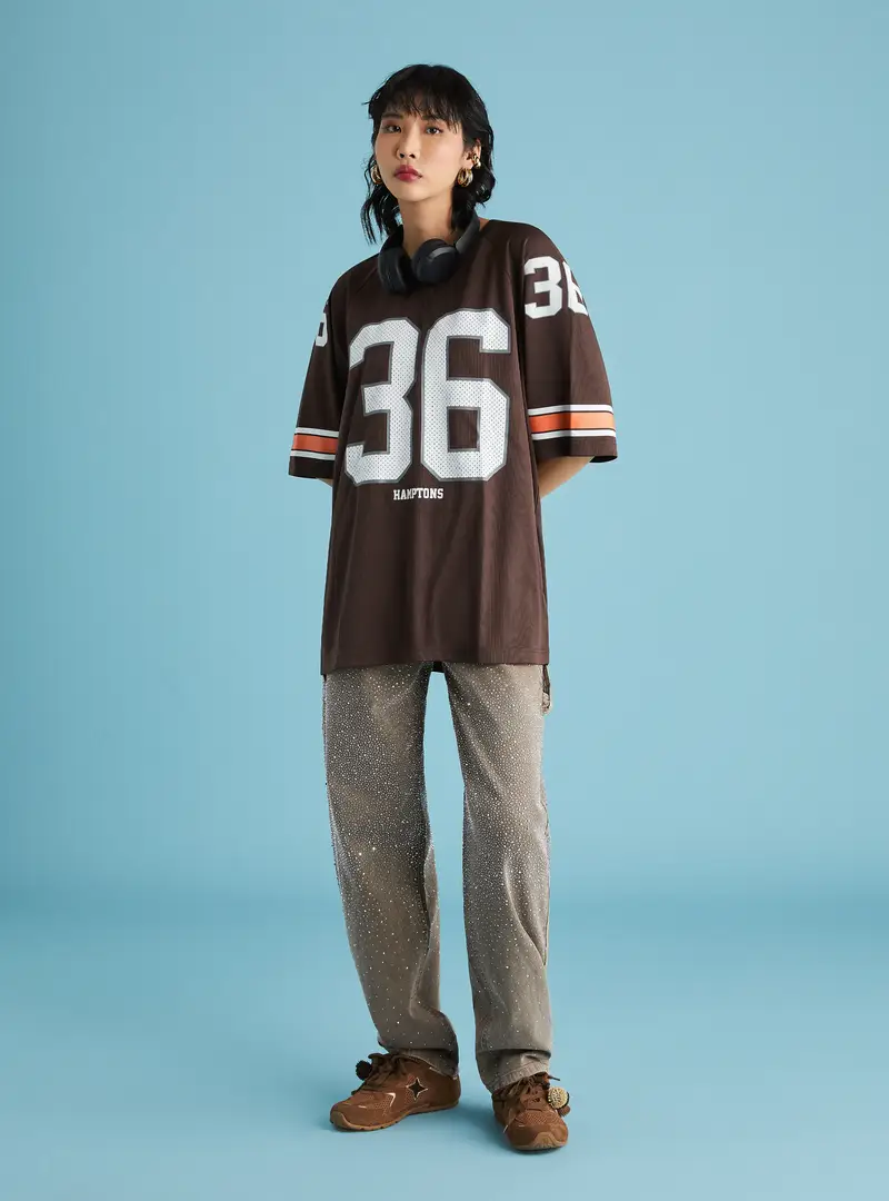 Maglietta oversize con grafica BR2 BROWN