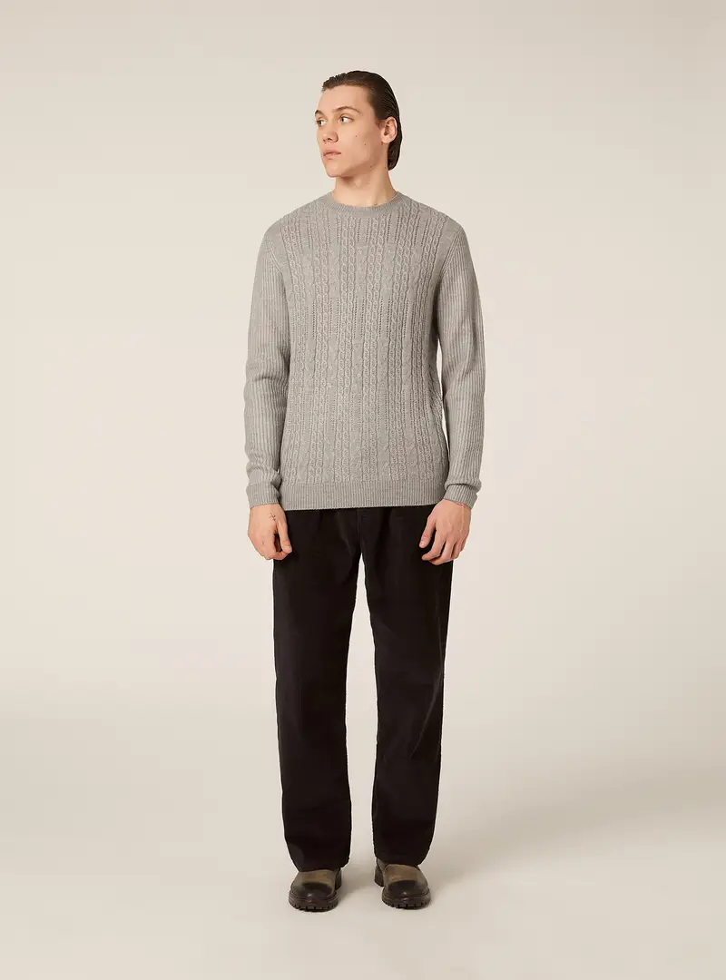 Alcott Maglione girocollo trecce grigio