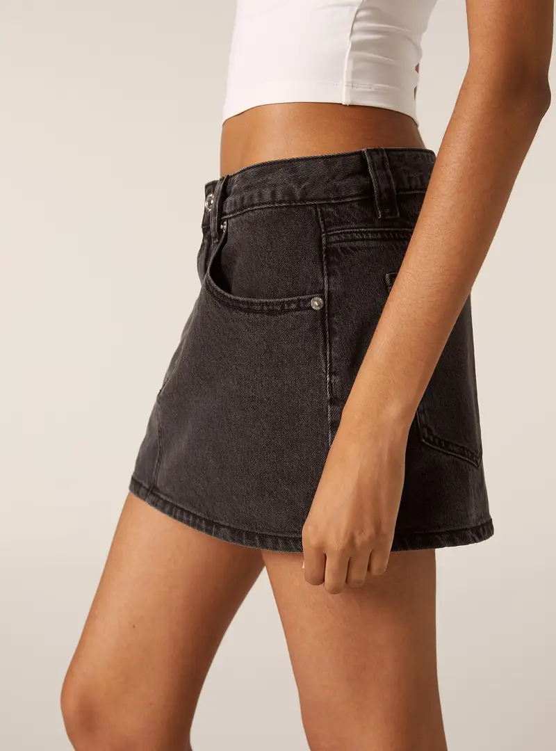 Mini skort in denim D000 BLACK