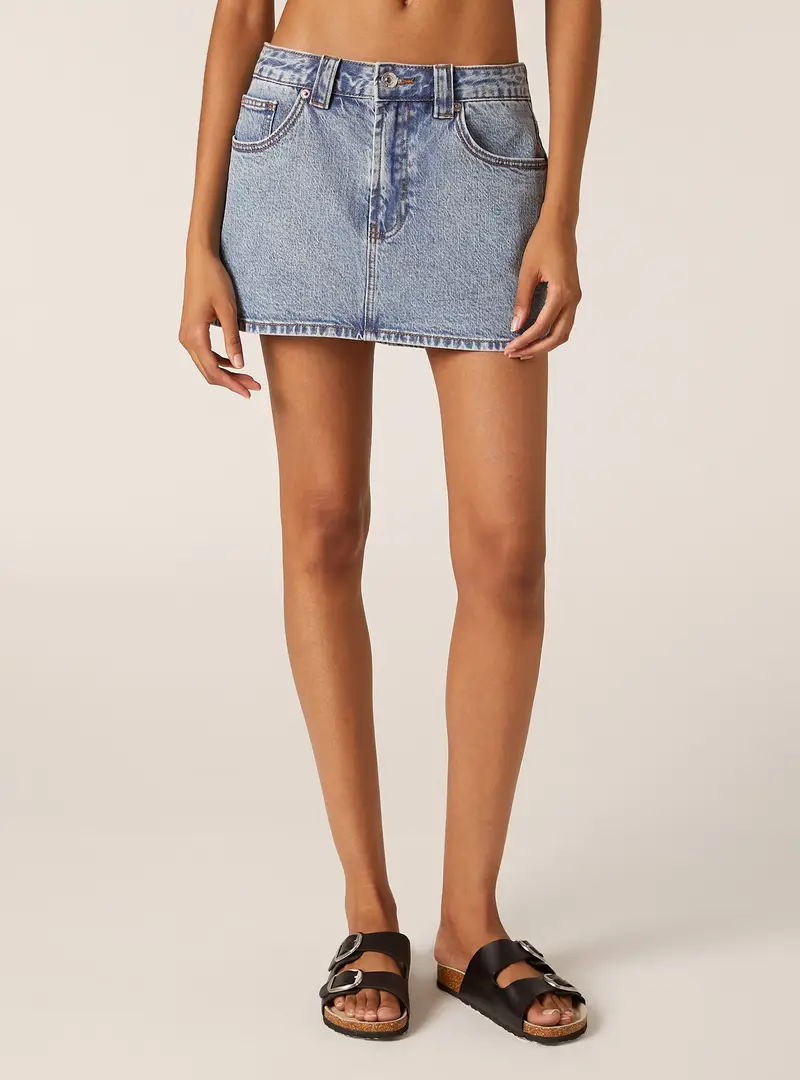 Mini skort in denim D006 BLUE