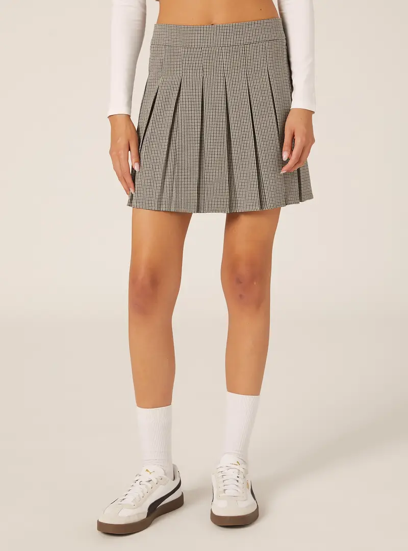 Alcott Minigonna a pieghe fantasia beige