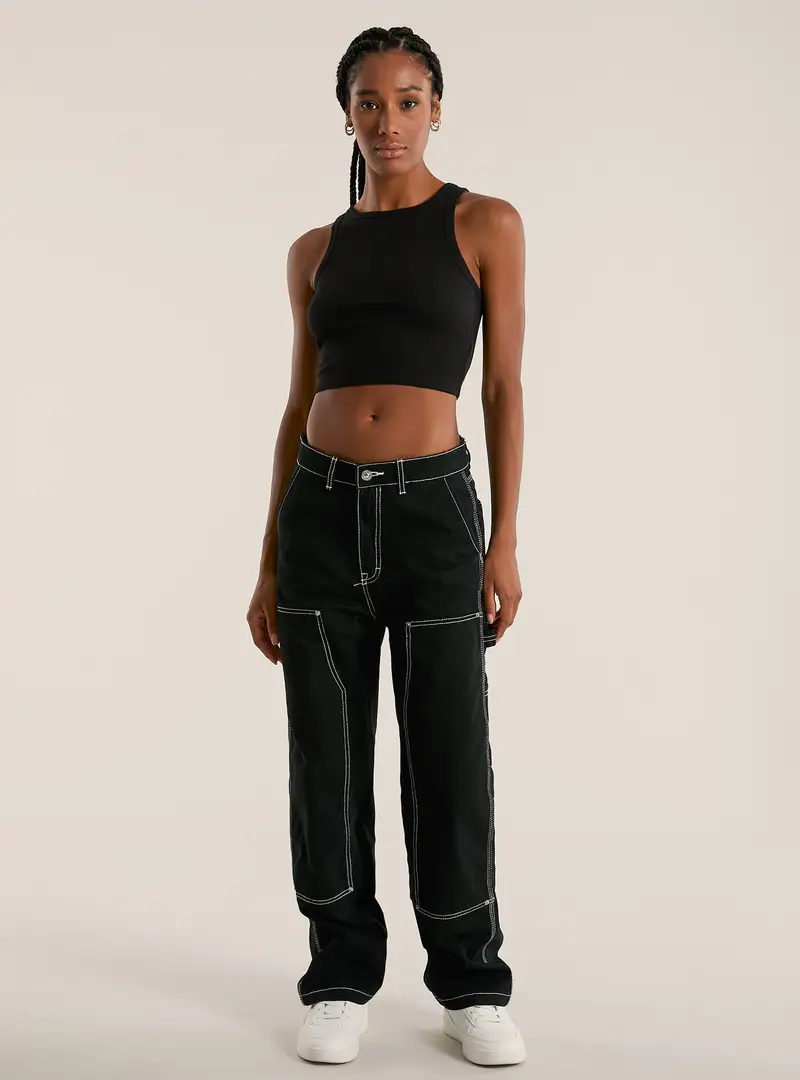 Pantaloni carpenter in canvas BK1 BLACK