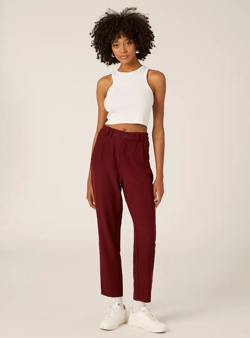 Pantaloni con pinces regular fit BO1 BORDEAUX