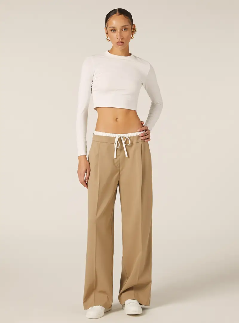 Pantaloni con vita combinata BG2 BEIGE