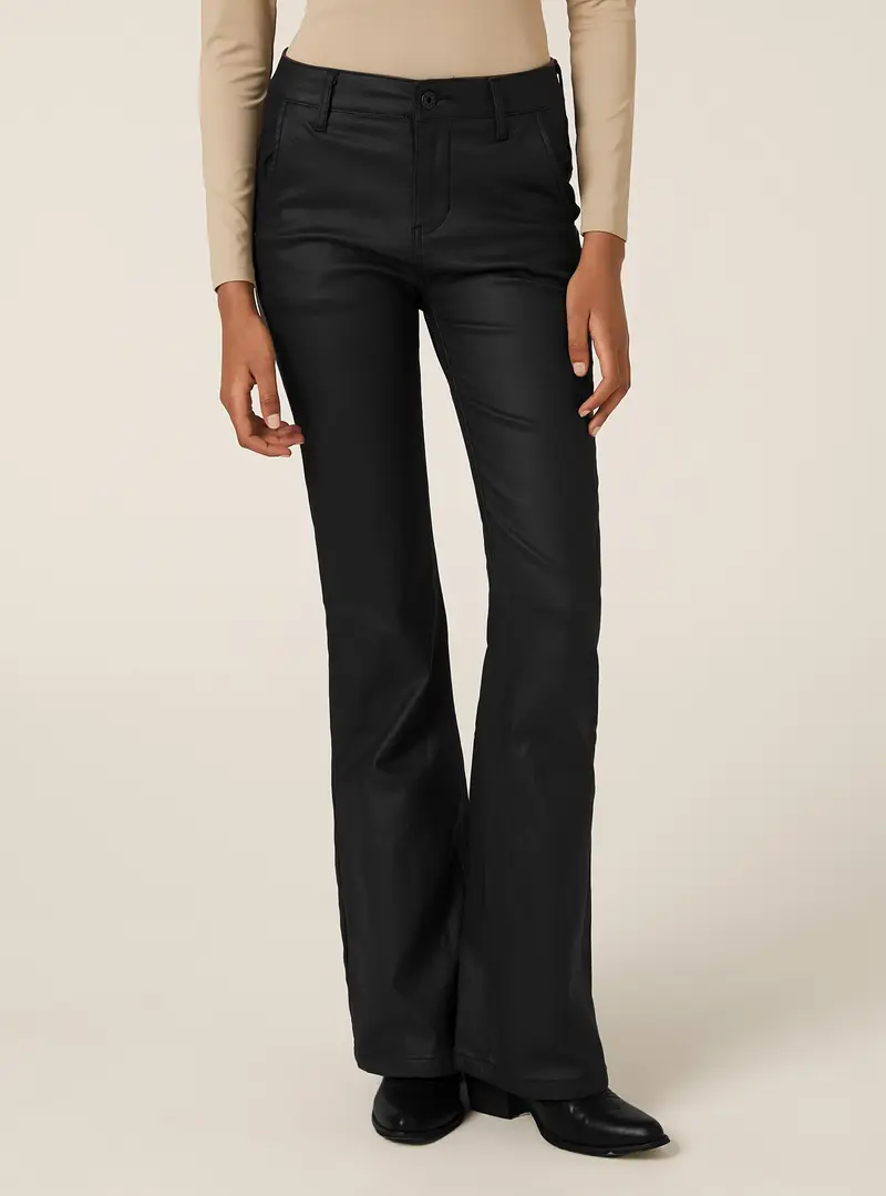 Pantaloni ecopelle flare