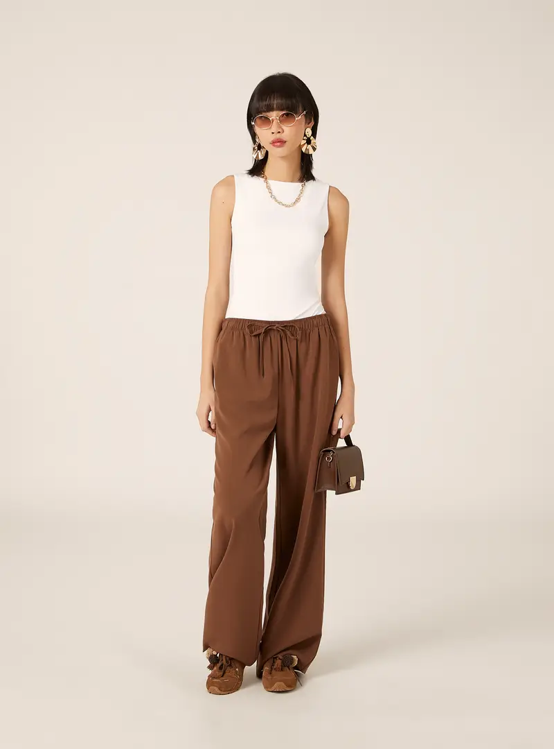 Pantaloni eleganti con coulisse BR2 BROWN