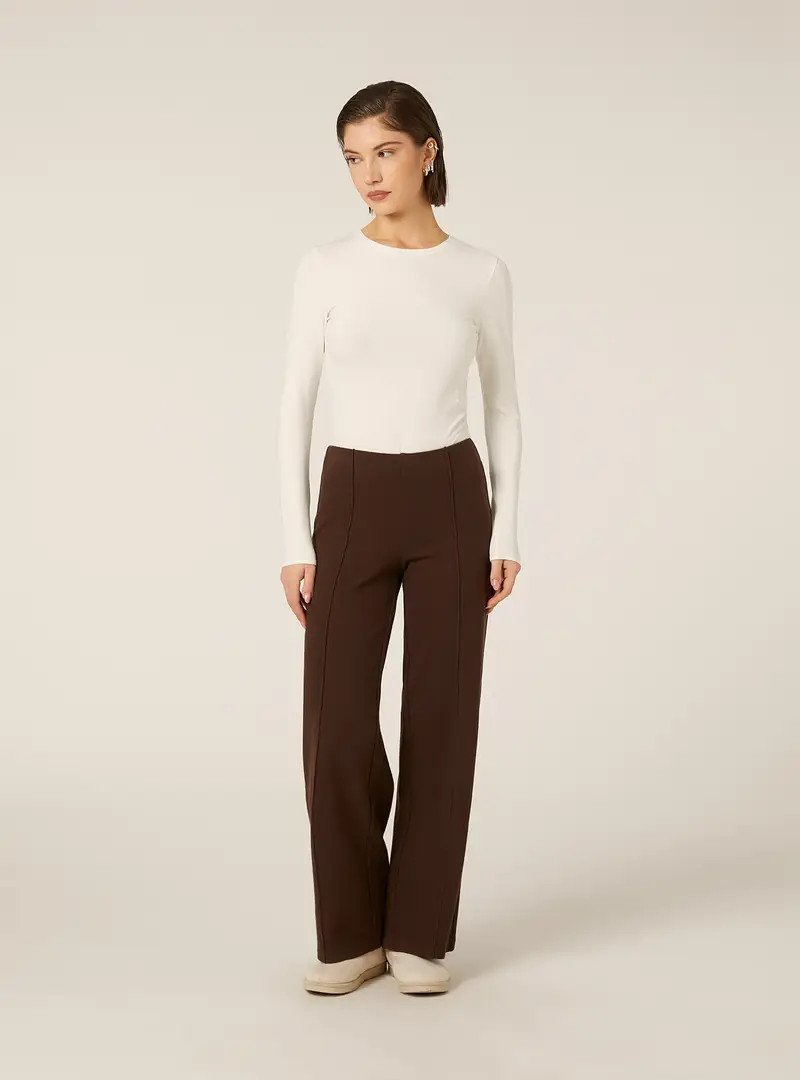 Pantaloni in maglia con nervatura BR1 BROWN