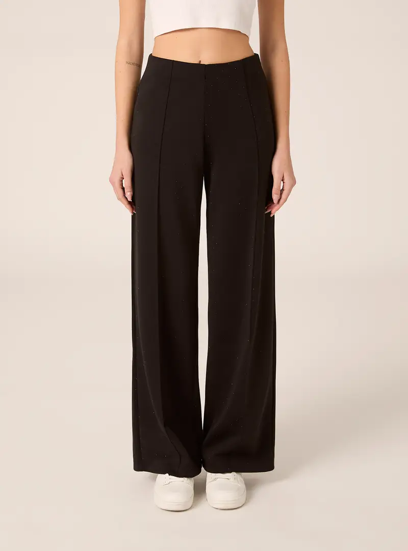 Pantaloni in scuba con strass BK1 BLACK