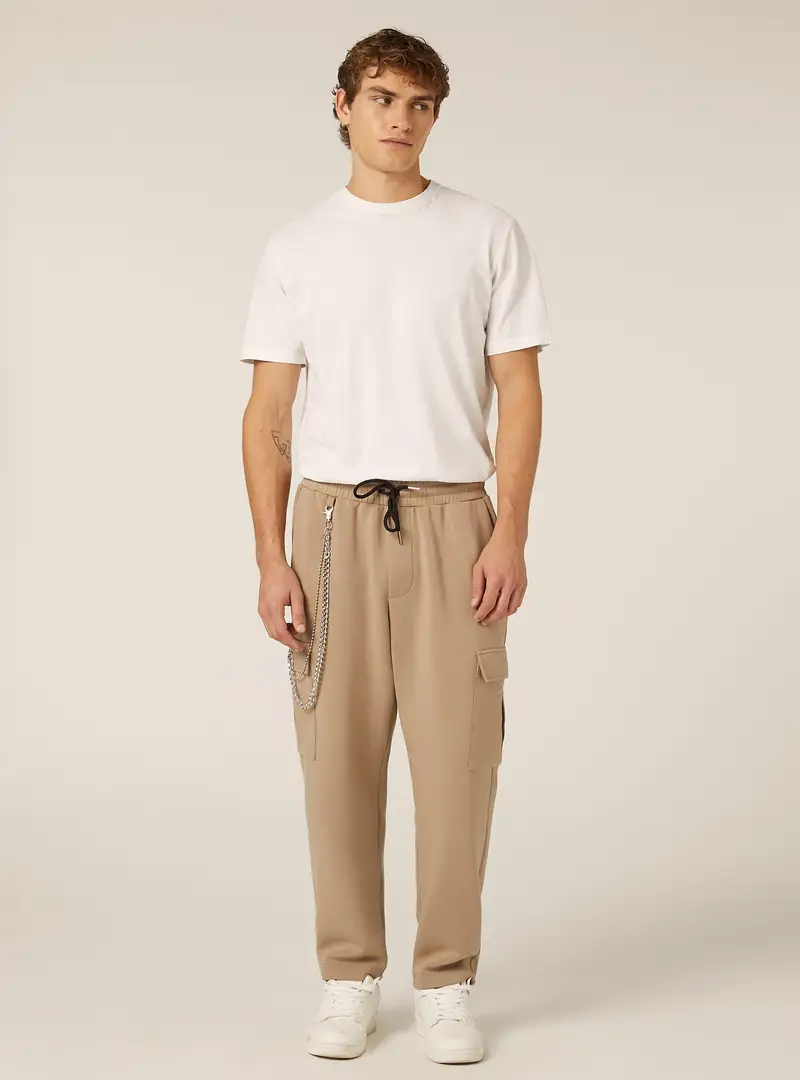 Pantaloni jogger cargo soft touch BG2 BEIGE