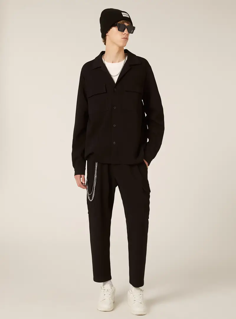 Pantaloni jogger cargo soft touch BK1 BLACK