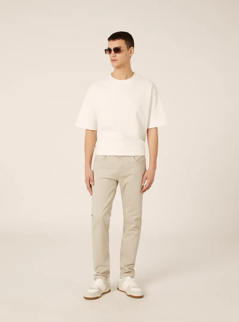 Pantaloni skinny fit in cotone BG3 BEIGE