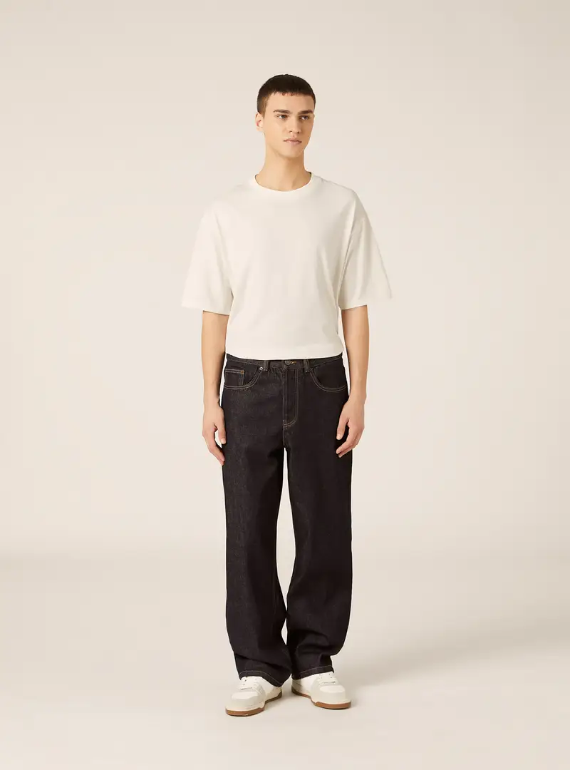 Pantaloni straight fit in denim D001 BLUE