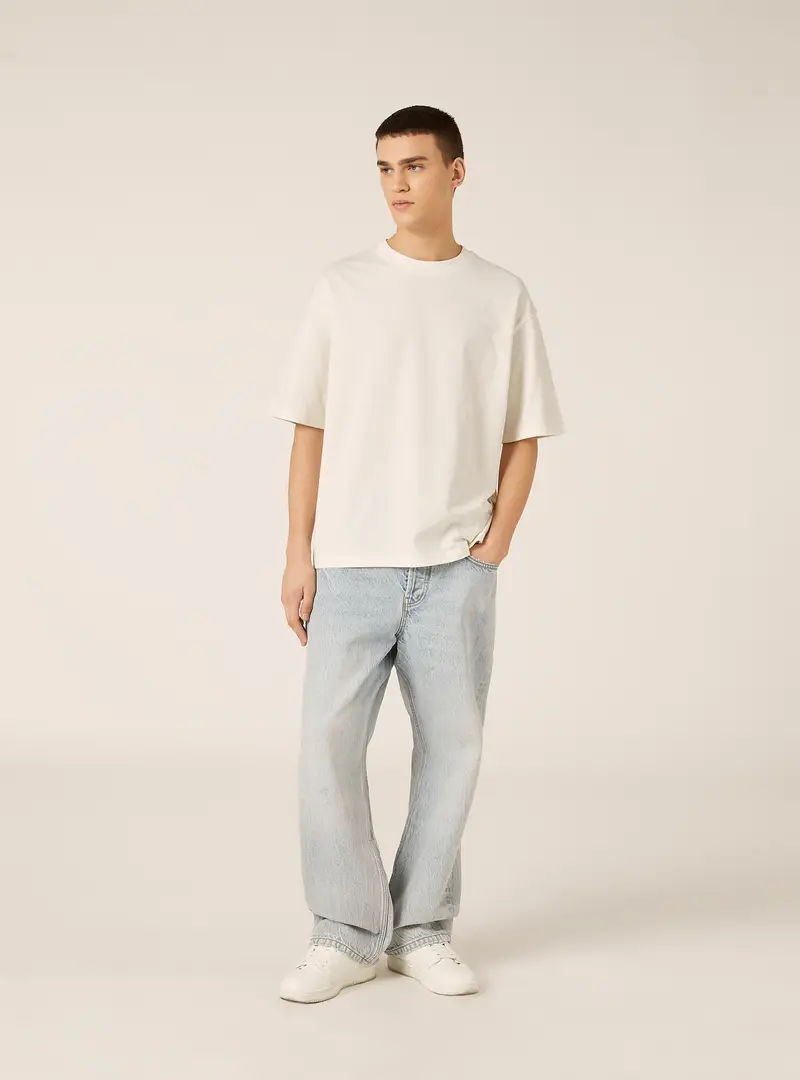 Pantaloni straight fit in denim D007 BLUE