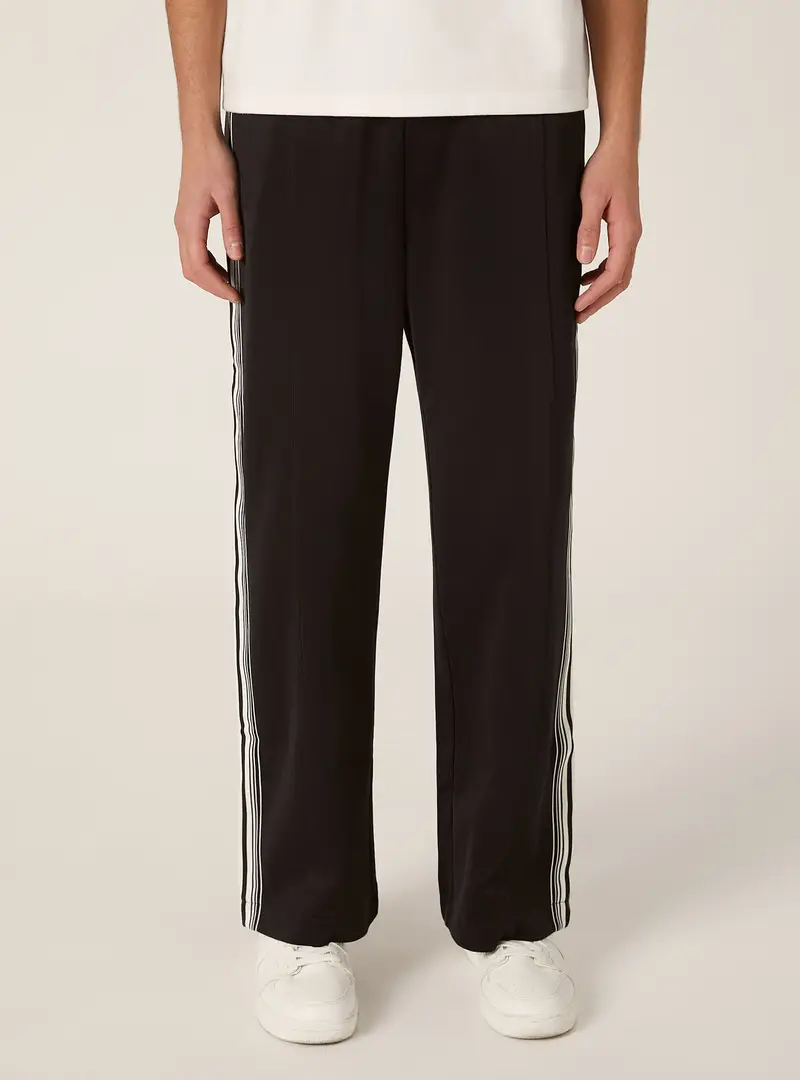 Pantaloni tuta con righe laterali in acetato BK1 BLACK