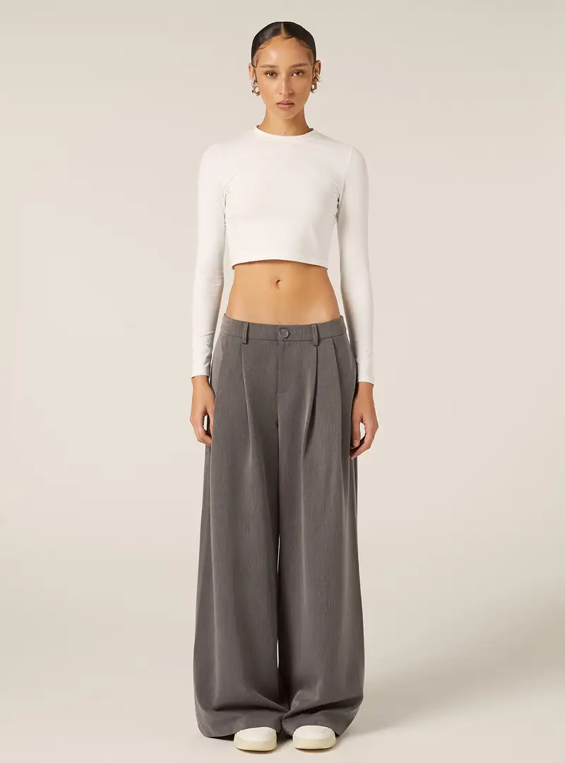 Pantaloni wide leg con pinces GY2 GREY