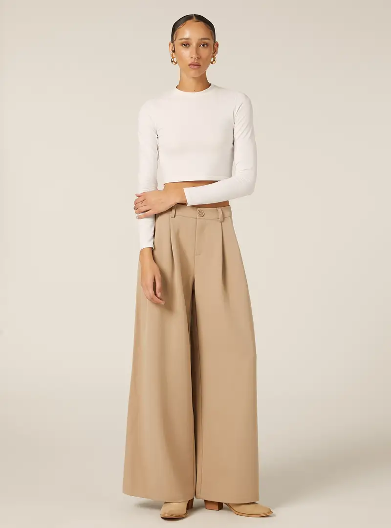 Pantaloni wide leg con pinces