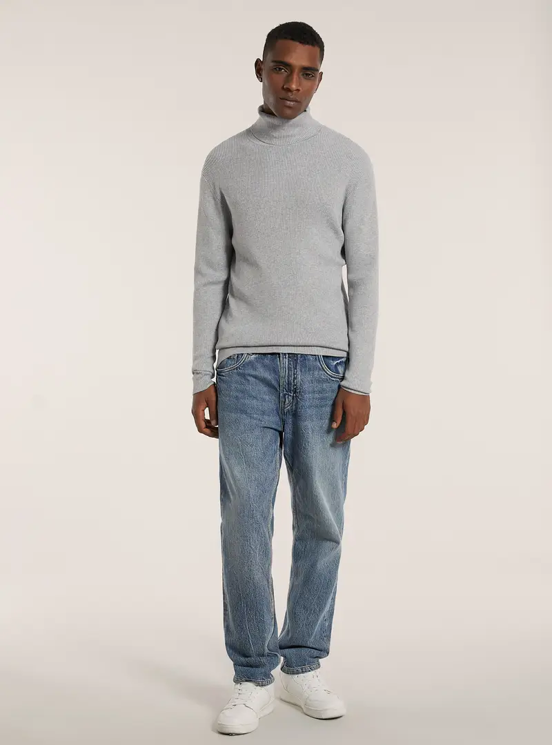 Pullover a collo alto a coste MGY2 GREY