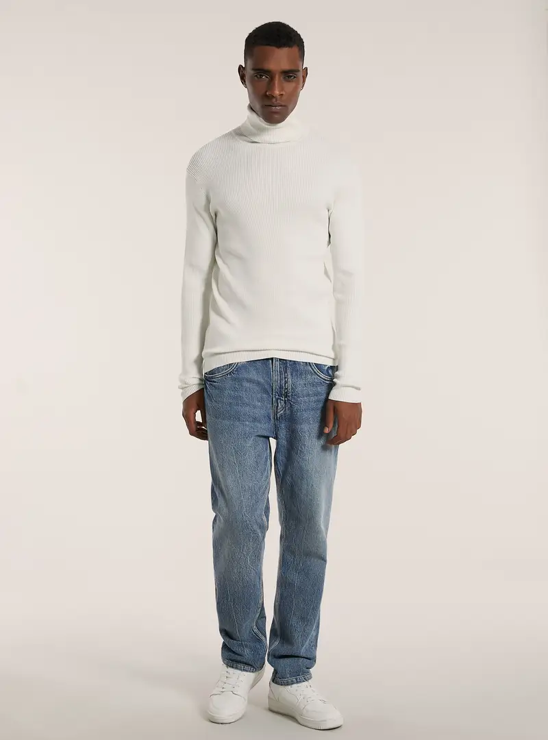 Pullover a collo alto a coste WH2 WHITE