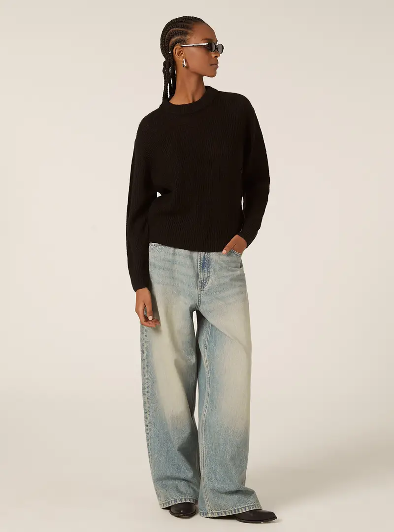 Pullover basic in tinta unita BK1 BLACK