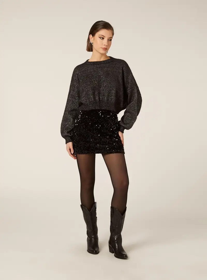 Pullover boxy fit in lurex BK1 BLACK