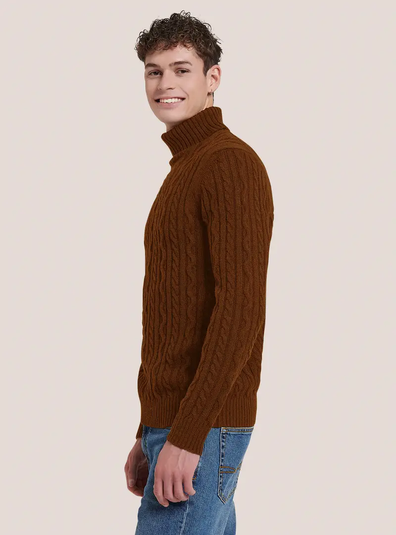 Pullover collo alto con trecce