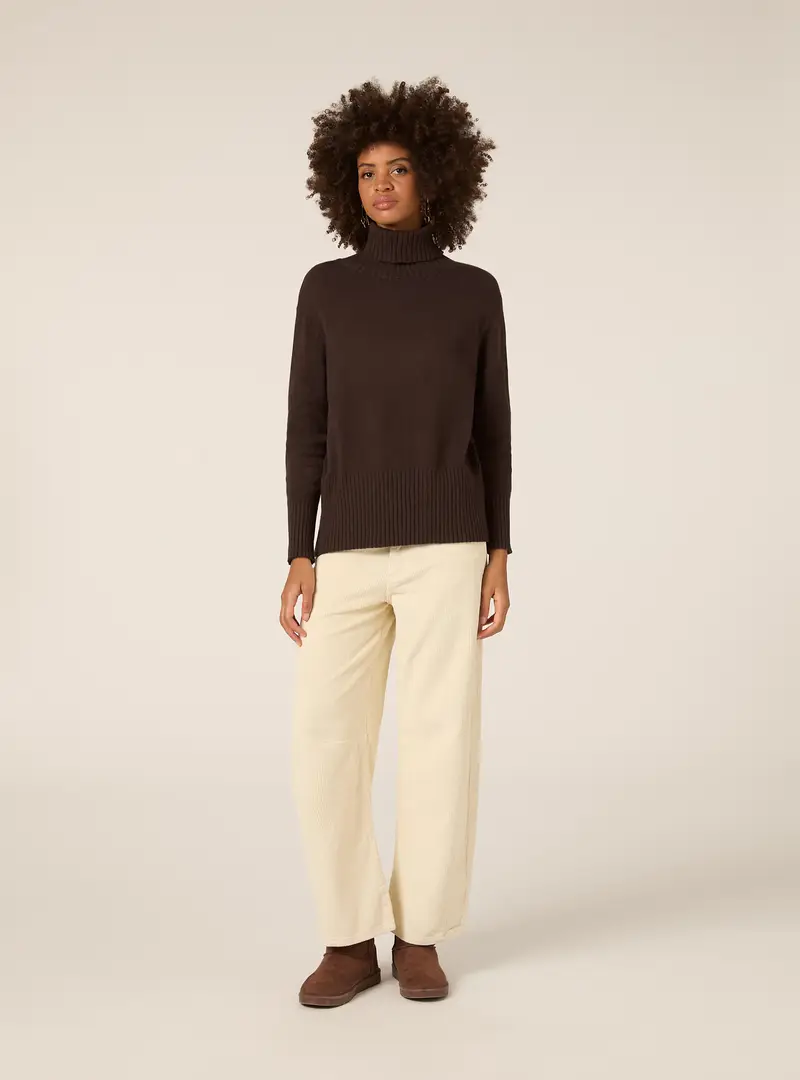 Pullover comfort fit a collo alto BR1 BROWN