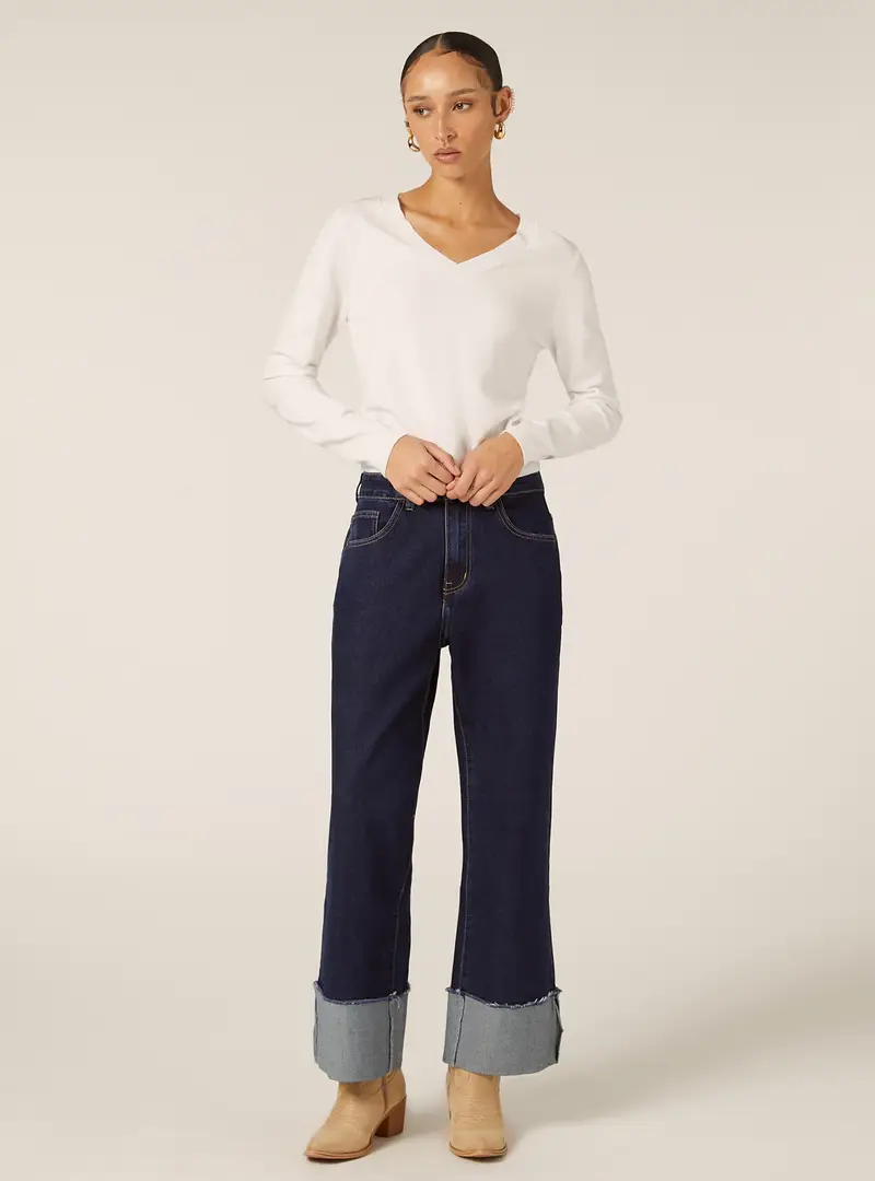 Pullover con scollo a V boxy fit WH2 WHITE