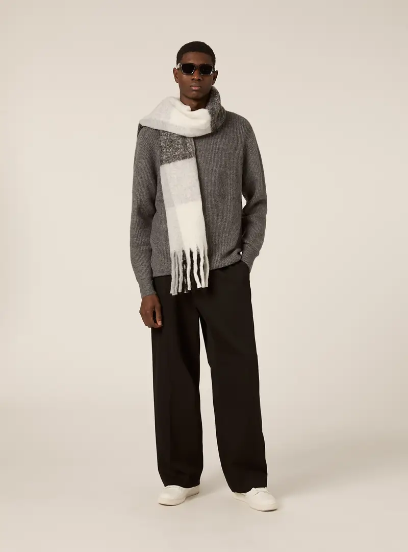 Pullover girocollo a costa inglese MGY1 GREY