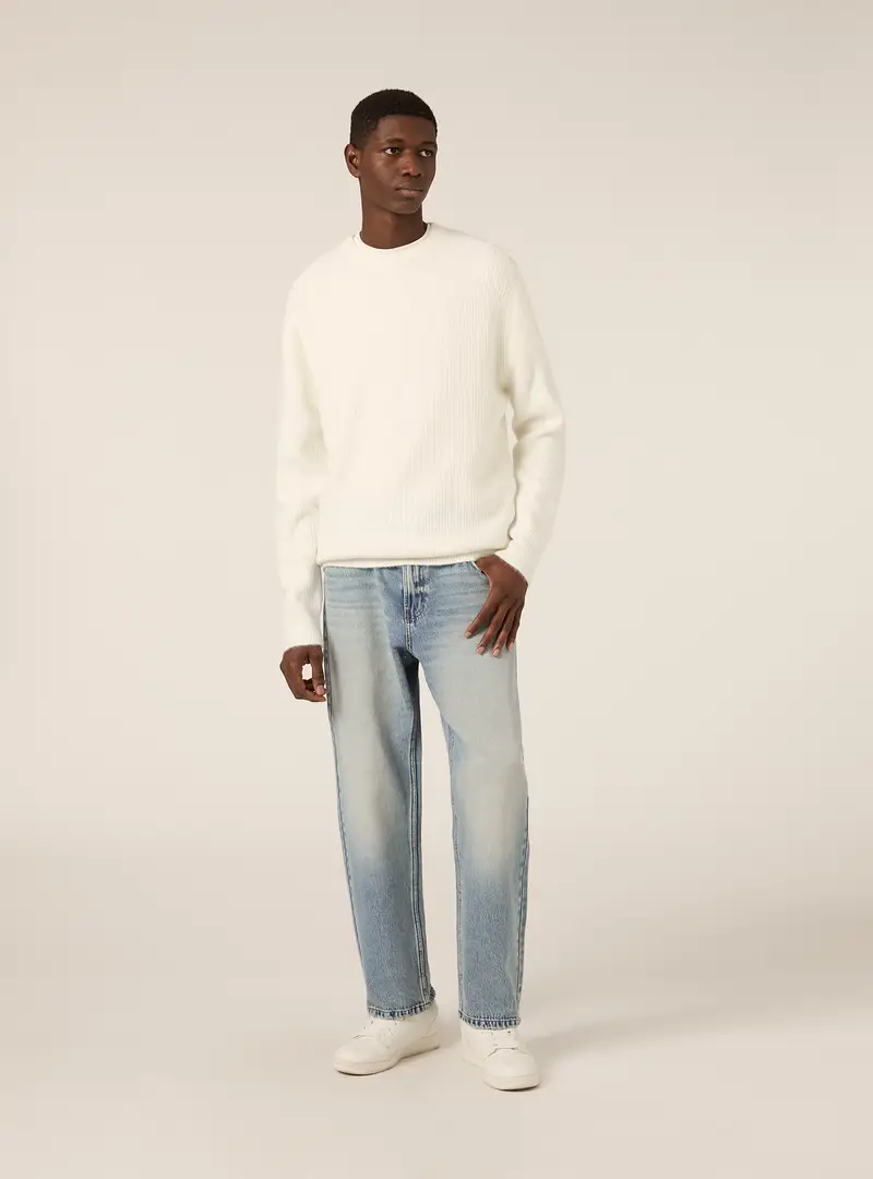 Pullover girocollo a costa inglese WH2 WHITE