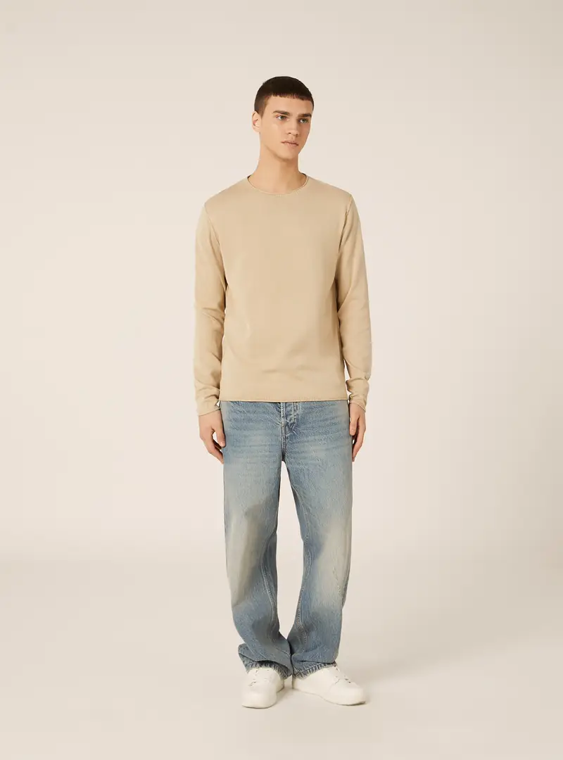 Pullover girocollo in cotone BG3 BEIGE