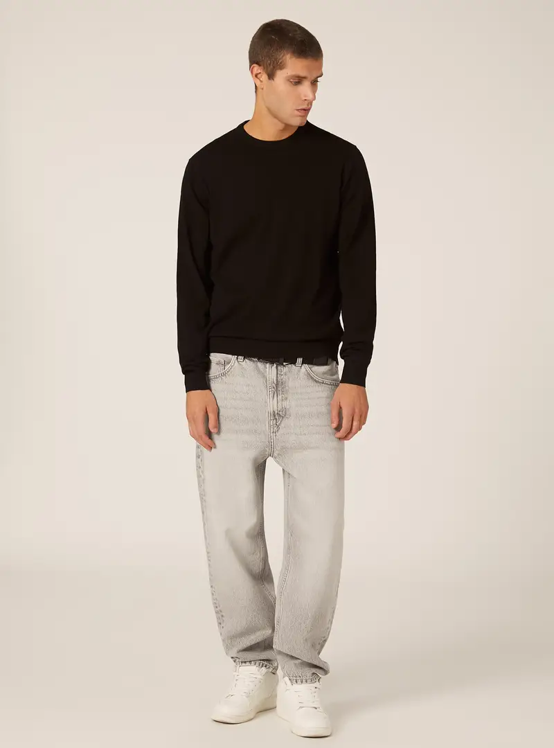 Pullover girocollo in viscosa Ecovero