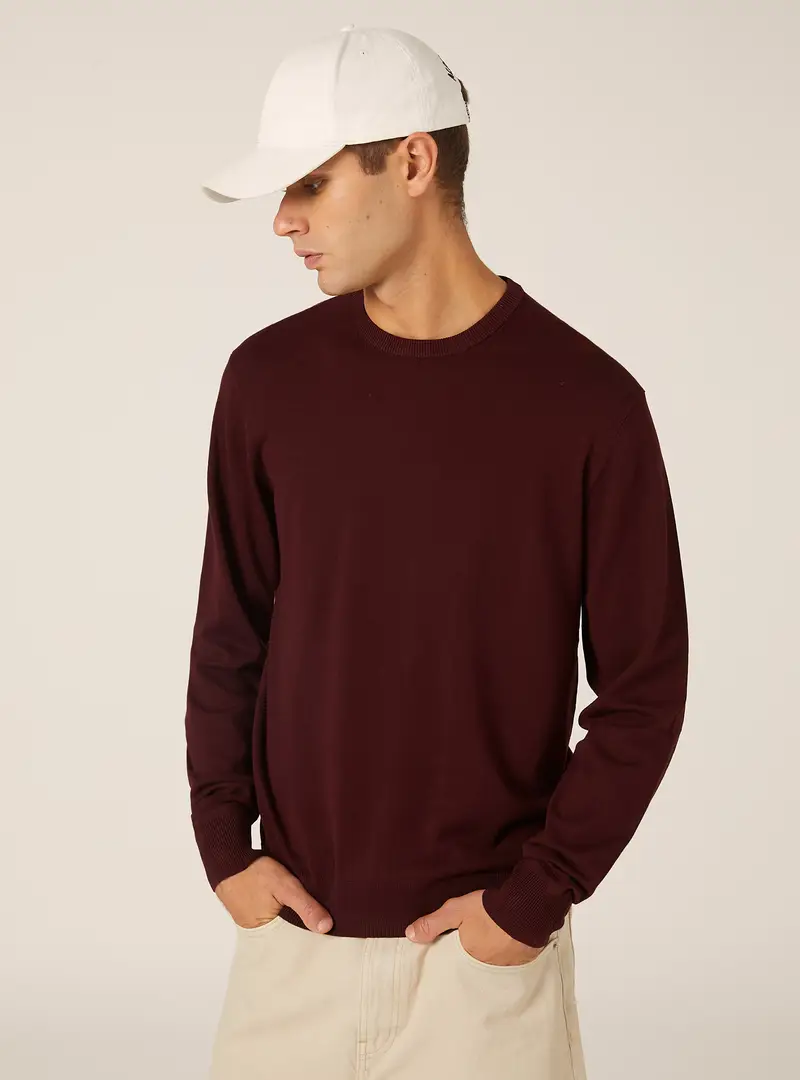 Pullover girocollo in viscosa Ecovero