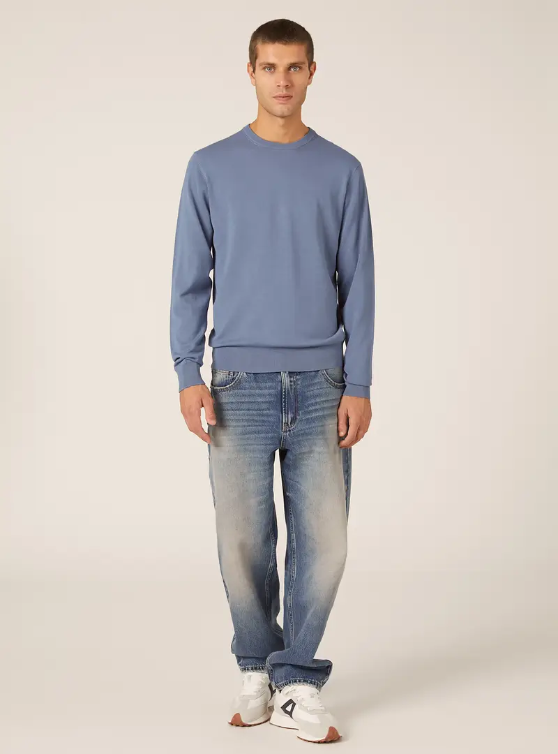 Pullover girocollo in viscosa Ecovero