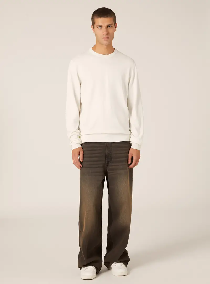 Pullover girocollo in viscosa Ecovero WH2 WHITE