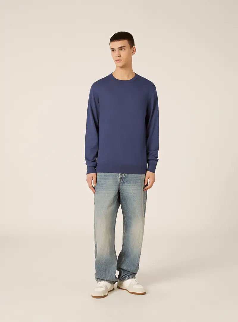 Pullover girocollo in viscosa sostenibile Ecovero BL3 AZURE