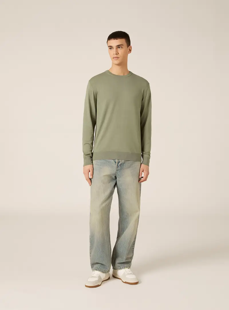 Pullover girocollo in viscosa sostenibile Ecovero KY1 GREEN