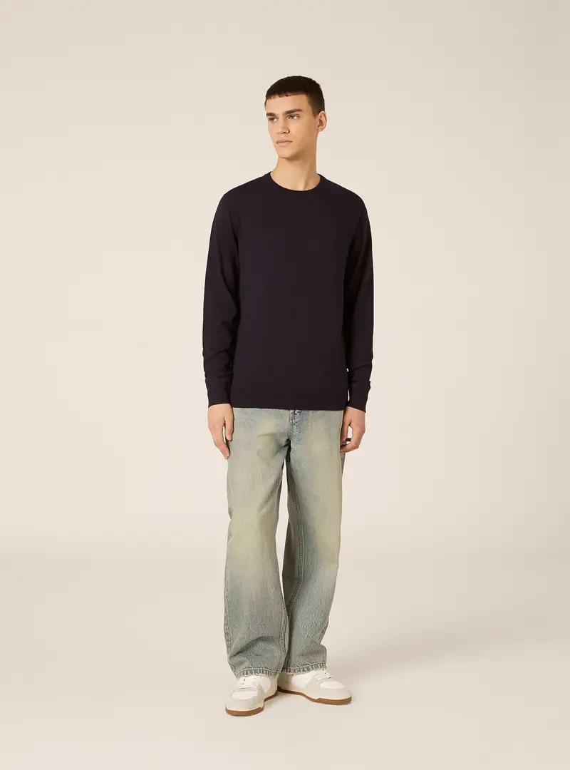 Pullover girocollo in viscosa sostenibile Ecovero NA1 BLUE