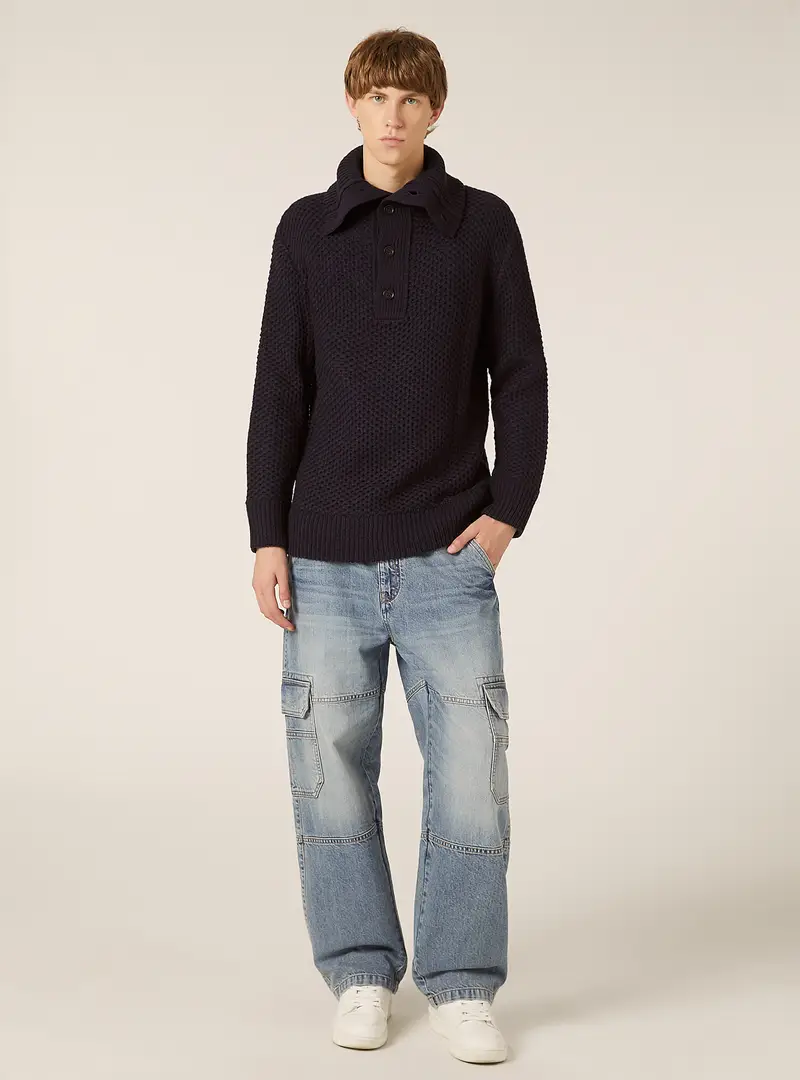 Pullover placchetta con bottoni