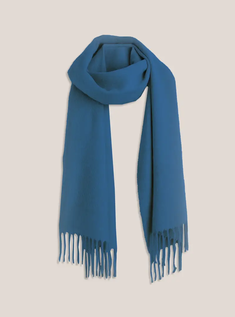 Sciarpa in tinta unita con frange OB2 BLUE