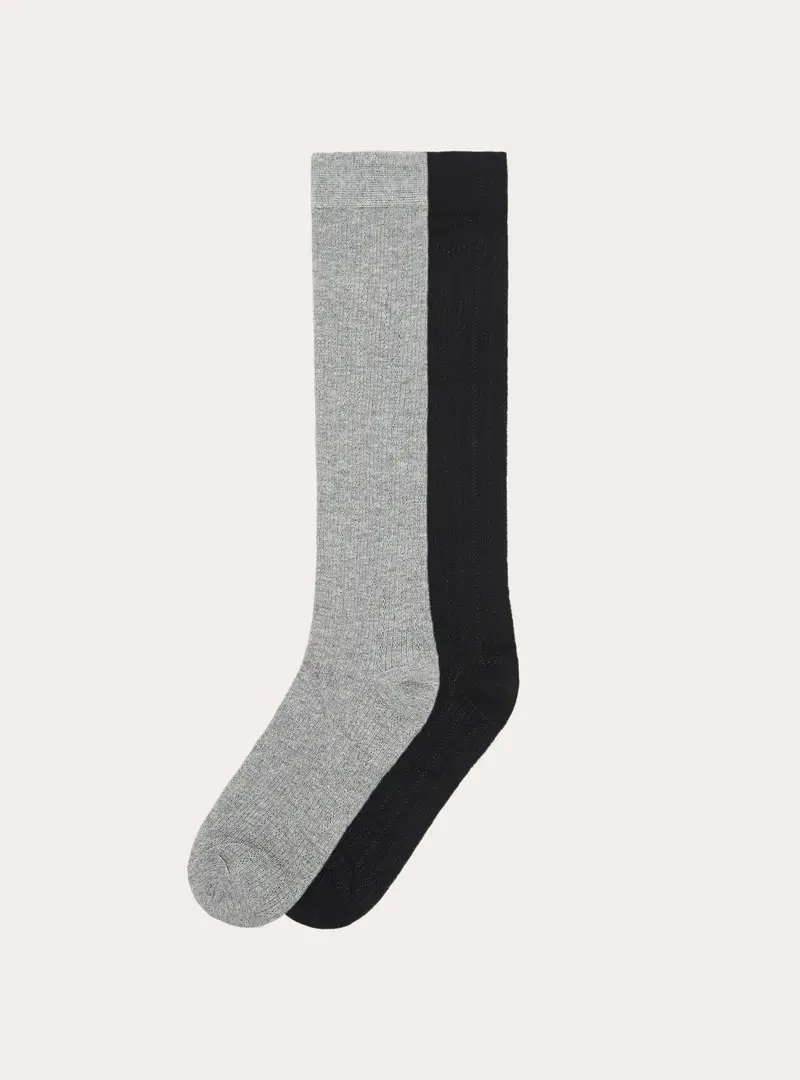 Set 2 paia calzini alti tinta unita