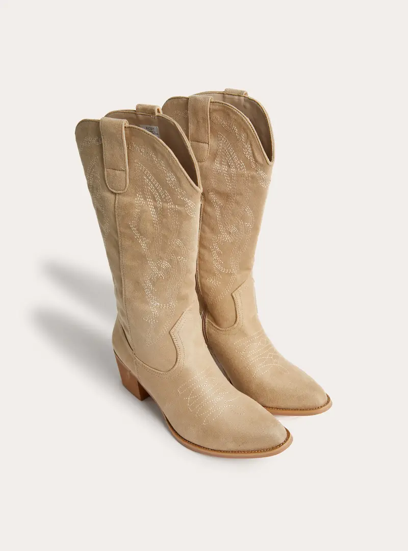 Stivali camperos con ricami BG2 BEIGE