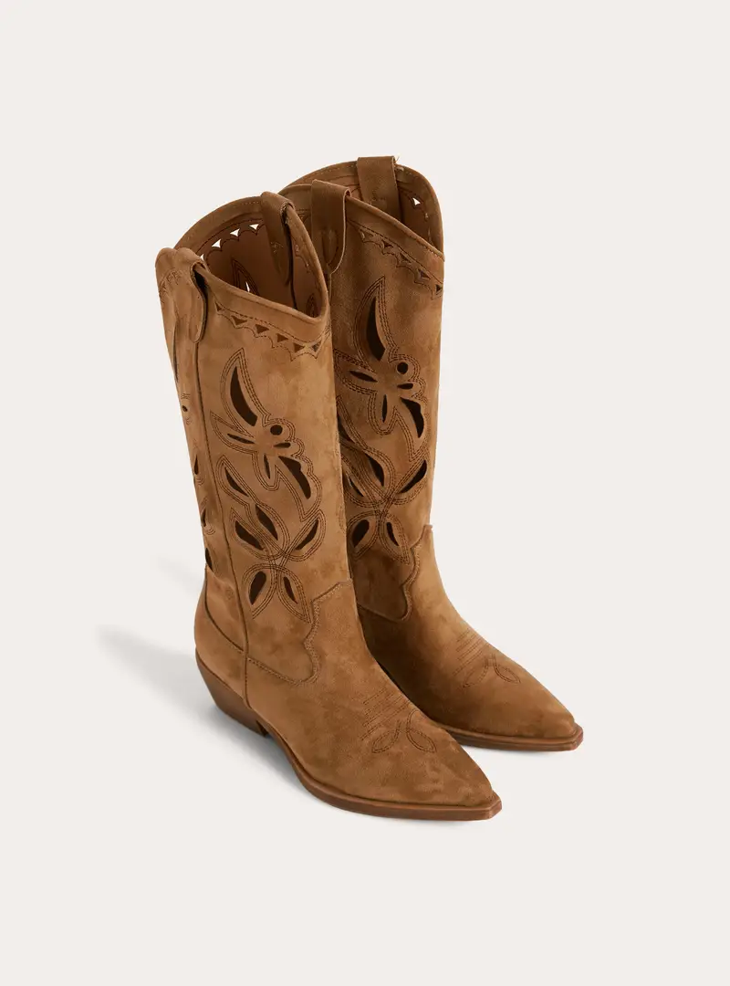 Stivali camperos traforati effetto camoscio BG2 BEIGE