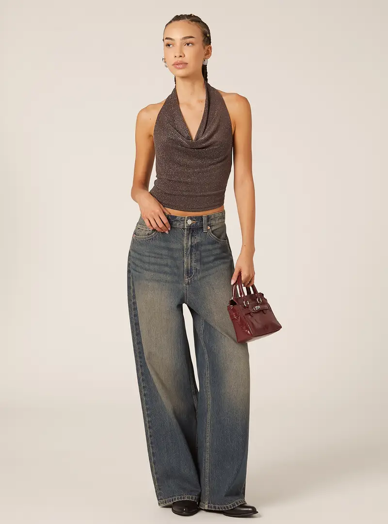 Top halter con strass