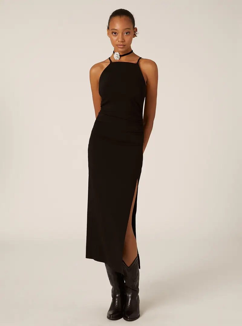 Vestito midi con collo halter