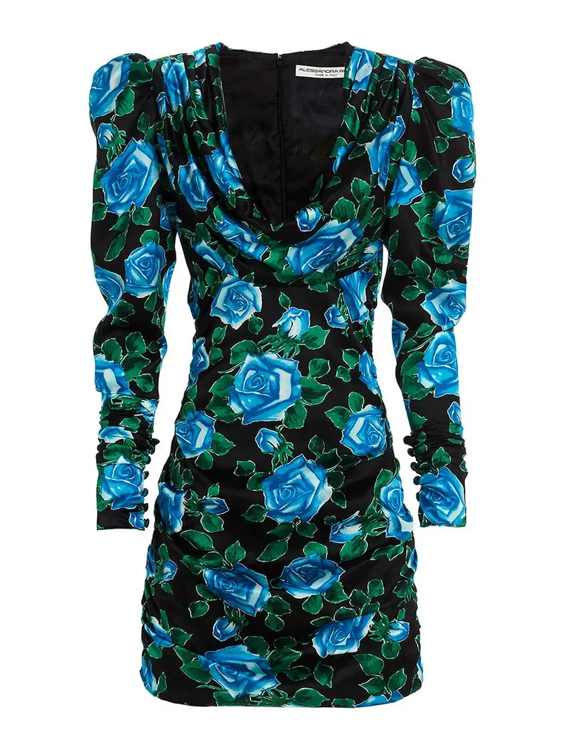 Abito in seta con motivo floreale Multicolore