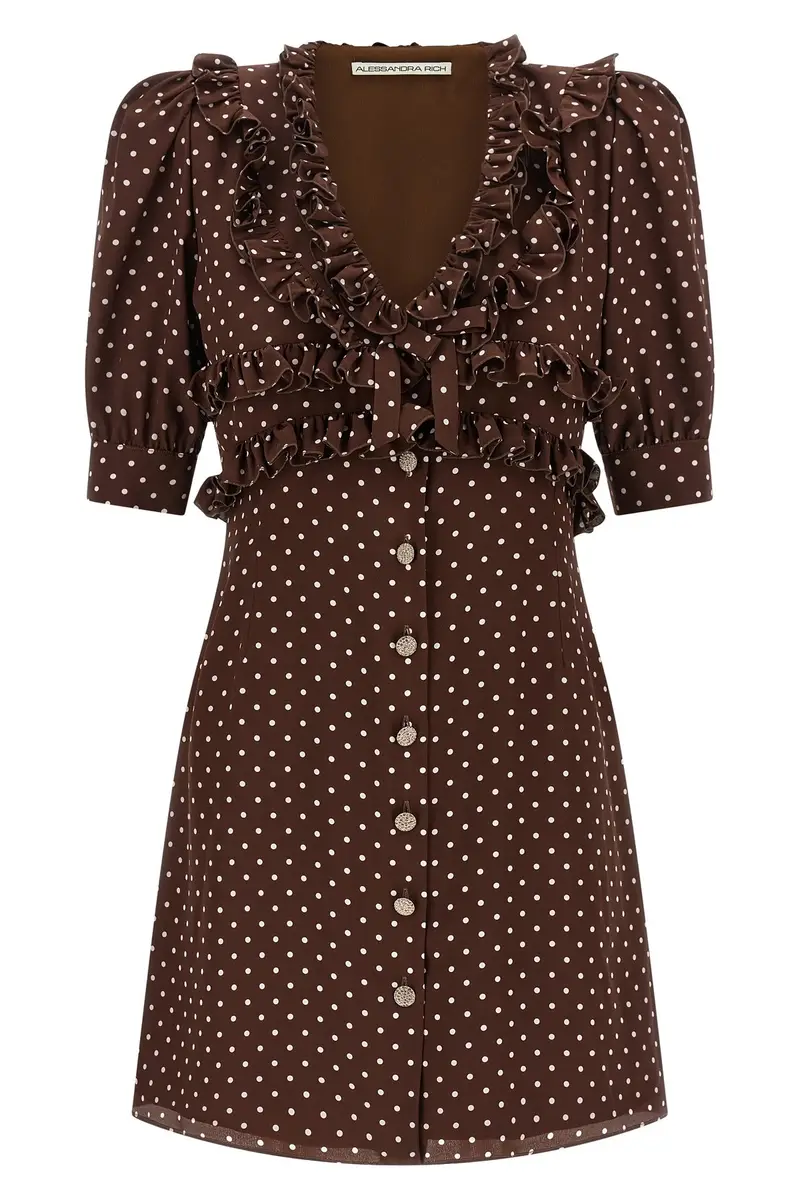 Abito Polka Dot Mini Marrone