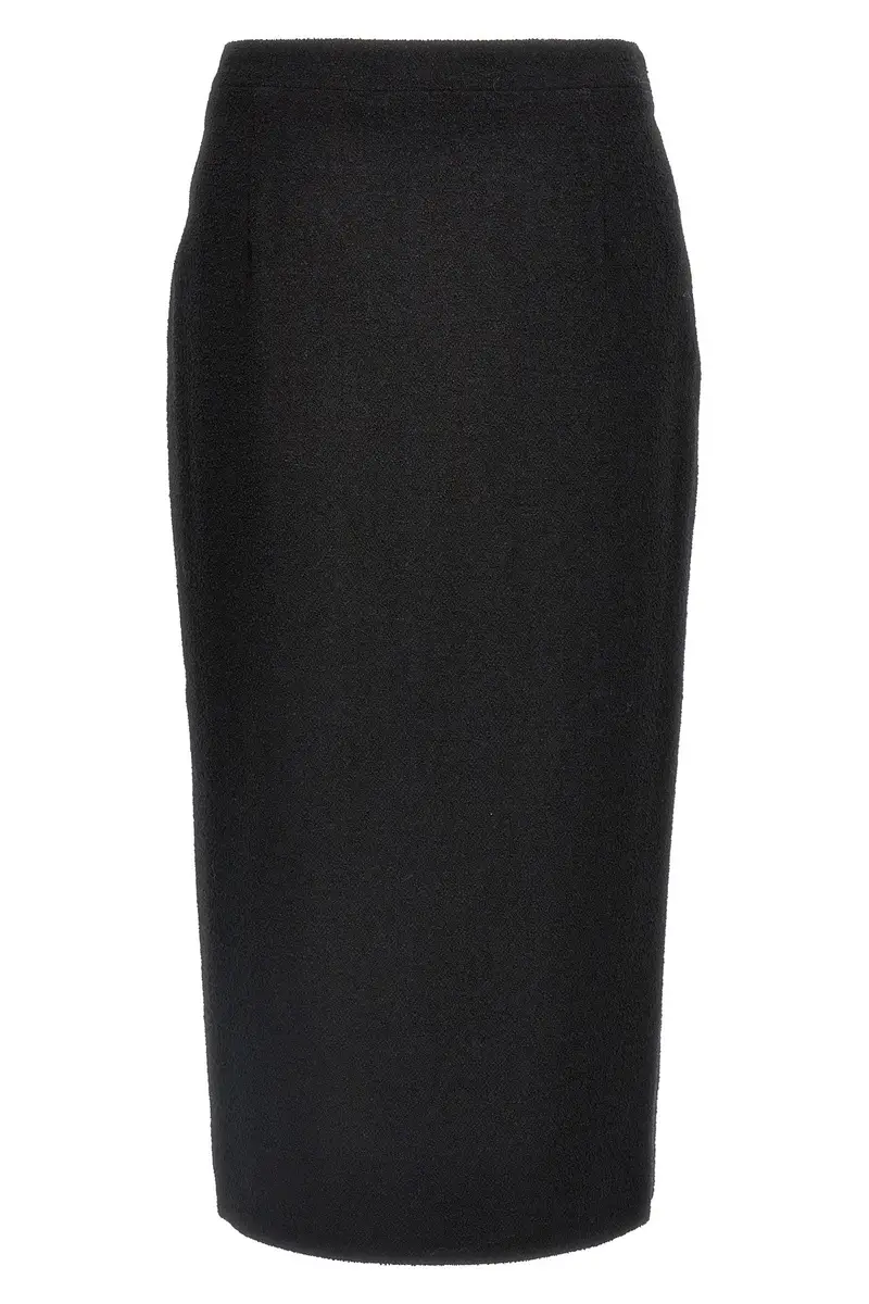 Gonna Midi Tweed Boucle Nero